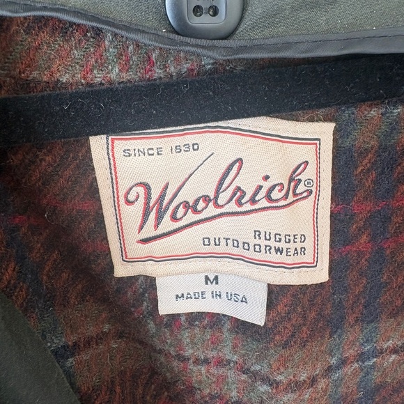 Vintage Woolrich Dark Green Waxed Field Jacket with Brown Collar - Picture 3 of 4